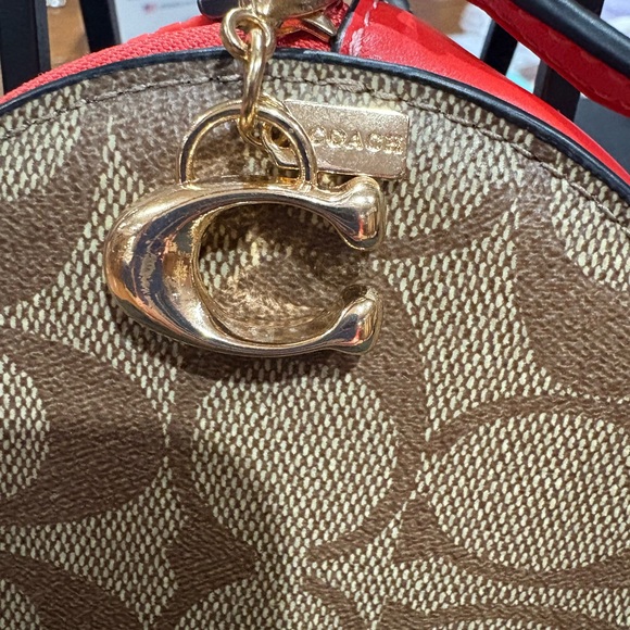 Coach Mini Round Wristlet with Red Trim - Picture 3 of 8